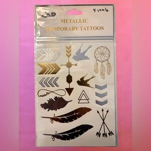 NWT NIB ZAD Metallic Gold & Silver Temporary Tattoo Set
